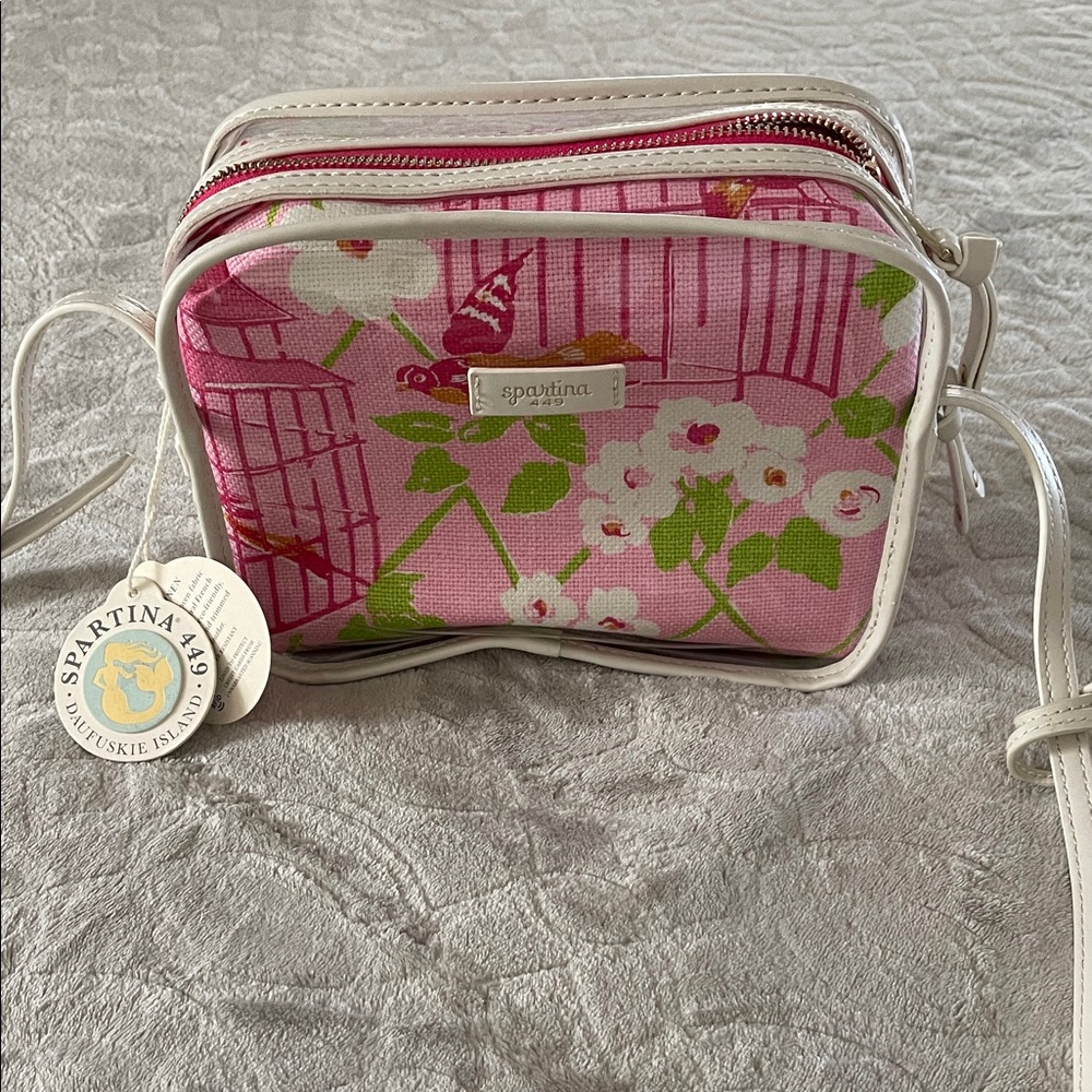 NEW Spartina 449 Pink and Green Floral Crossbody Bag